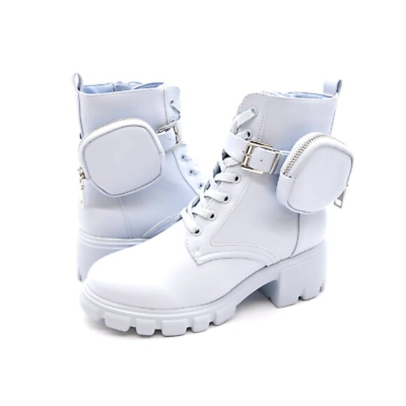 *3/$10* Shoedazzle Tanzi Combat Boot Baby Blue Size 8 - Picture 1 of 7